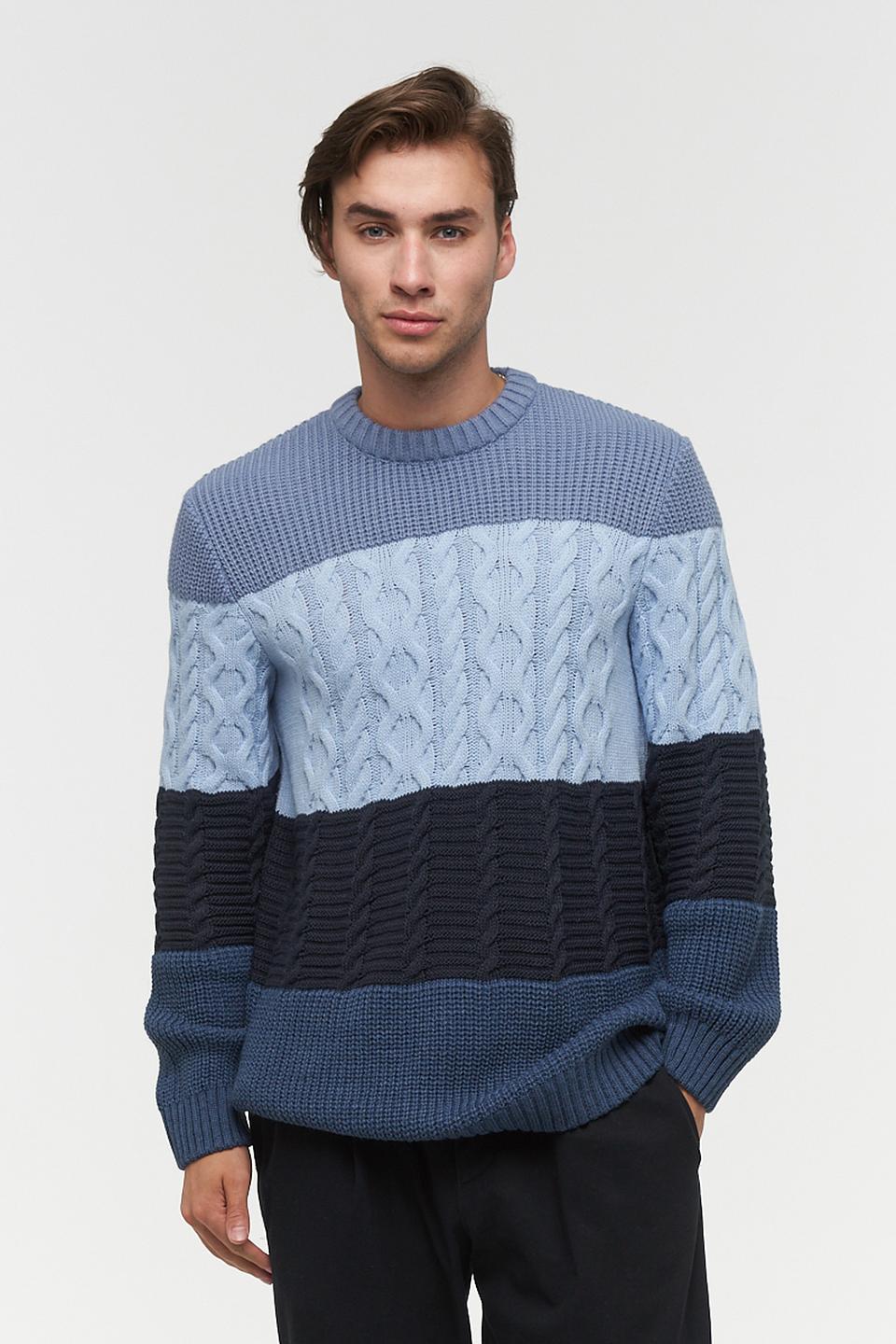 Джемпер VAY мужской с косами голубой