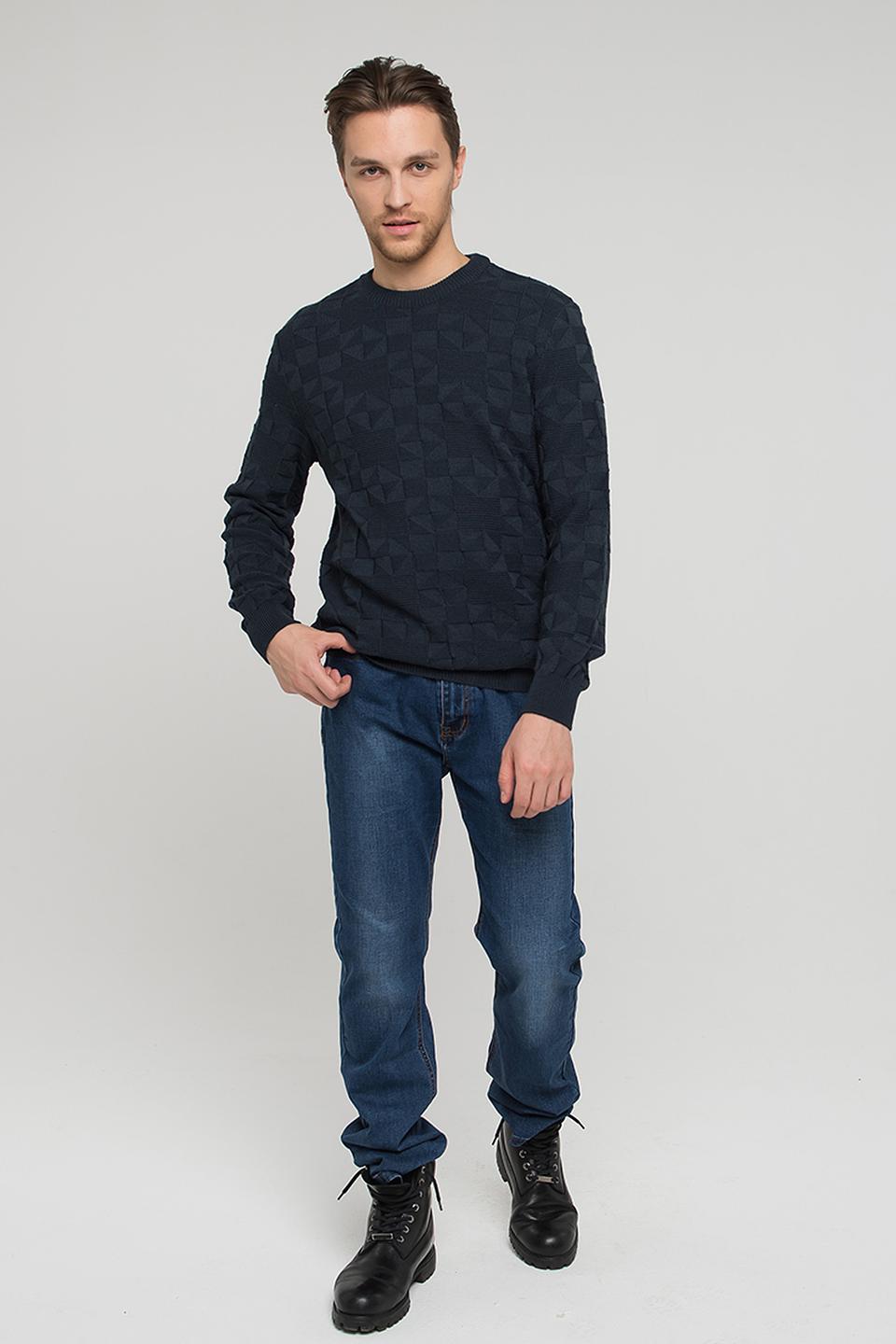 Джемпер VAY мужской тёмно-синий с узором