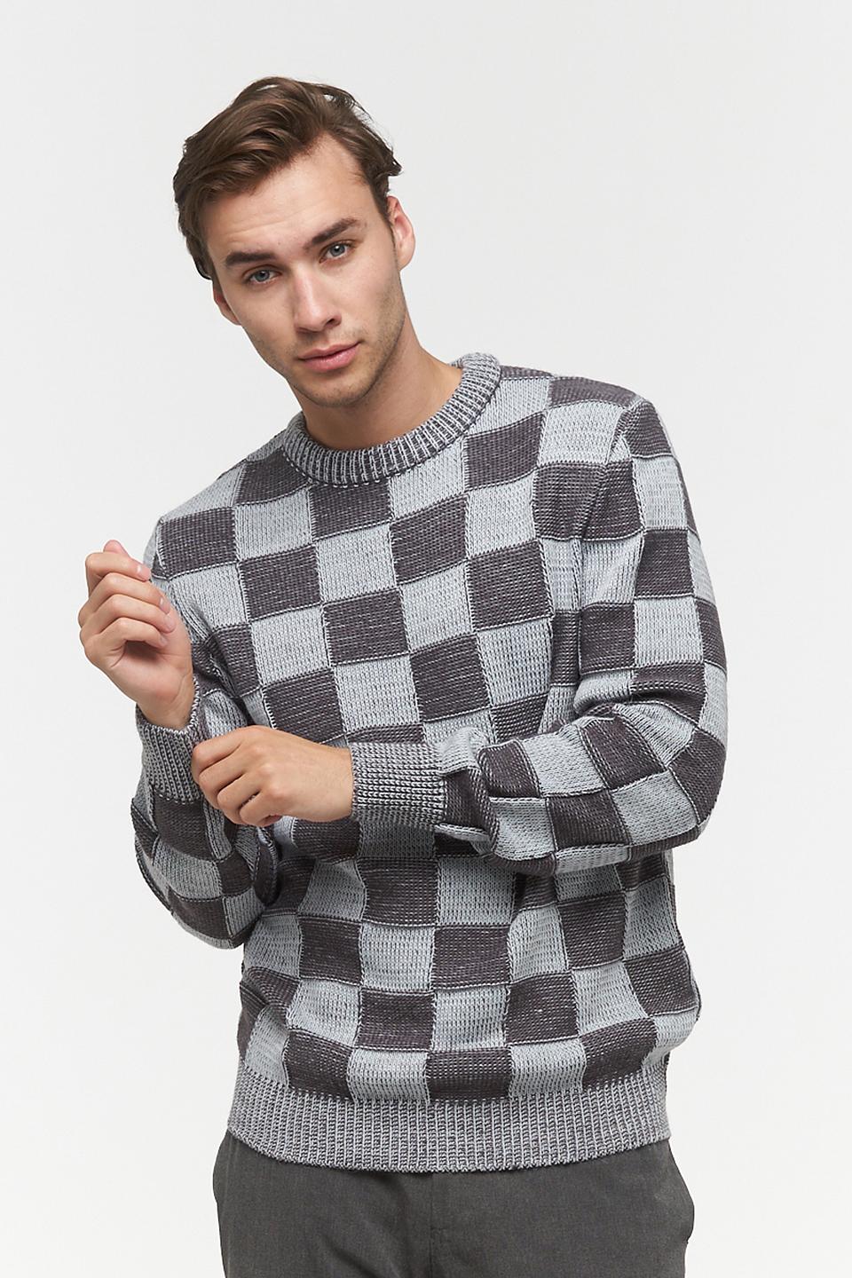 Джемпер VAY в клетку серый