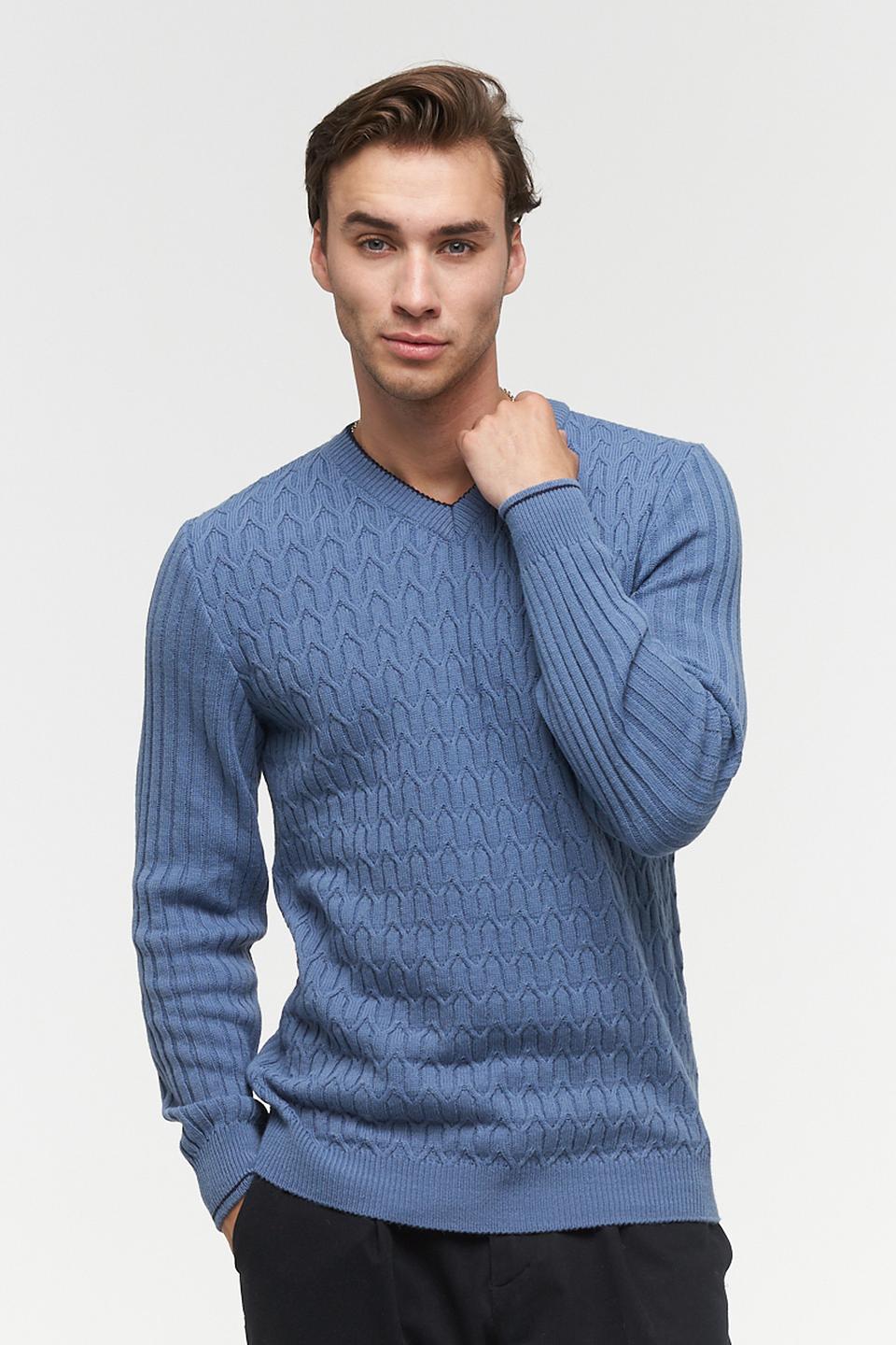Джемпер VAY мужской голубой с косами