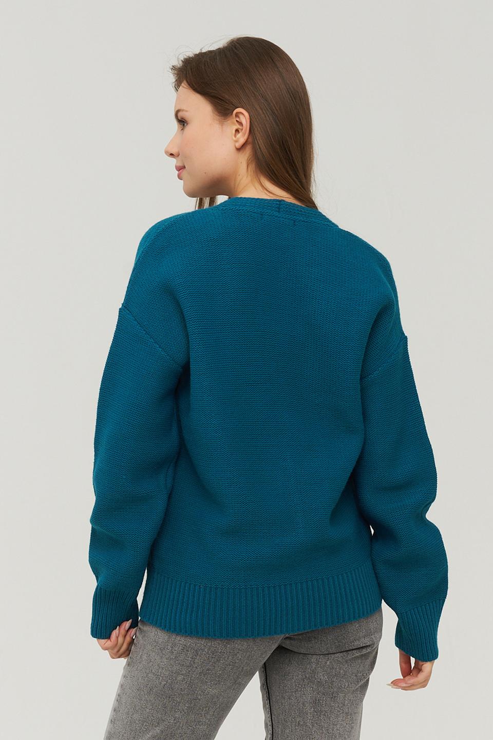 Кардиган VAY с косами изумрудный