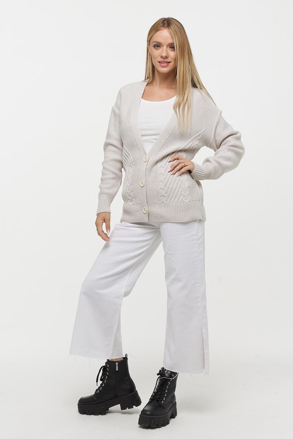 Кардиган VAY с косами бежевый