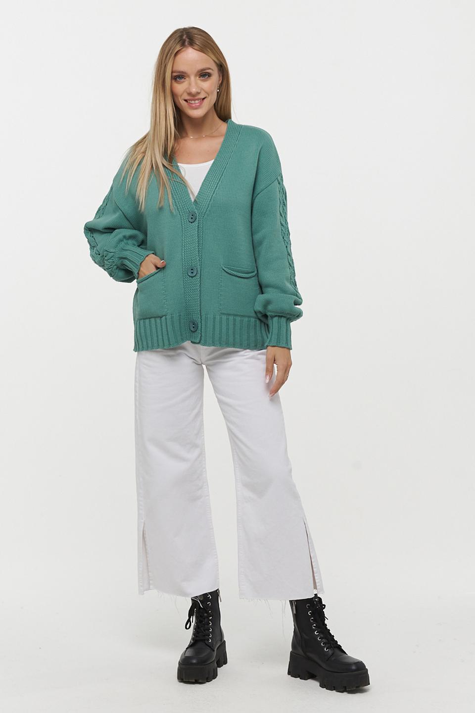 Кардиган VAY вязаный зелёный
