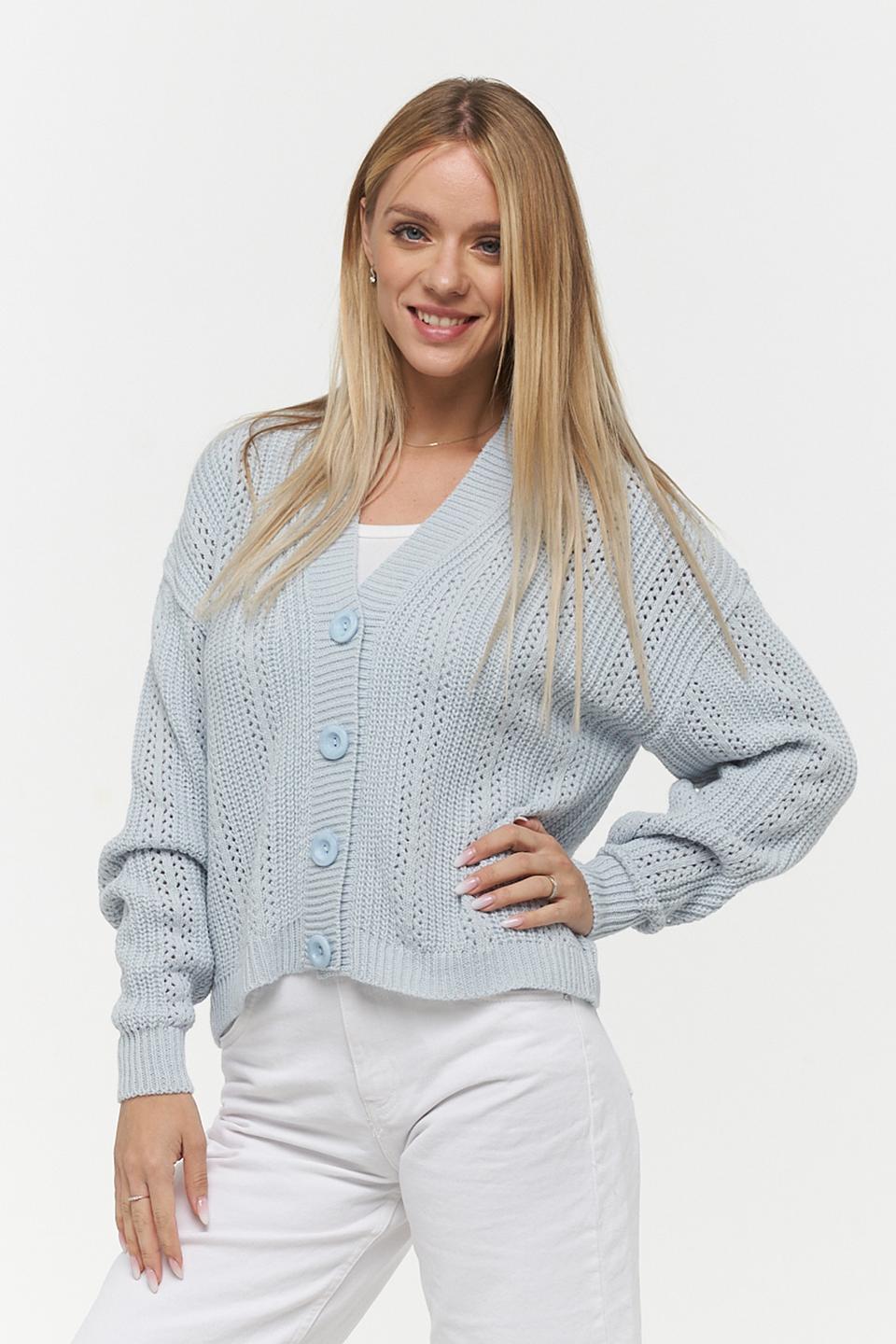 Кардиган VAY вязаный голубой