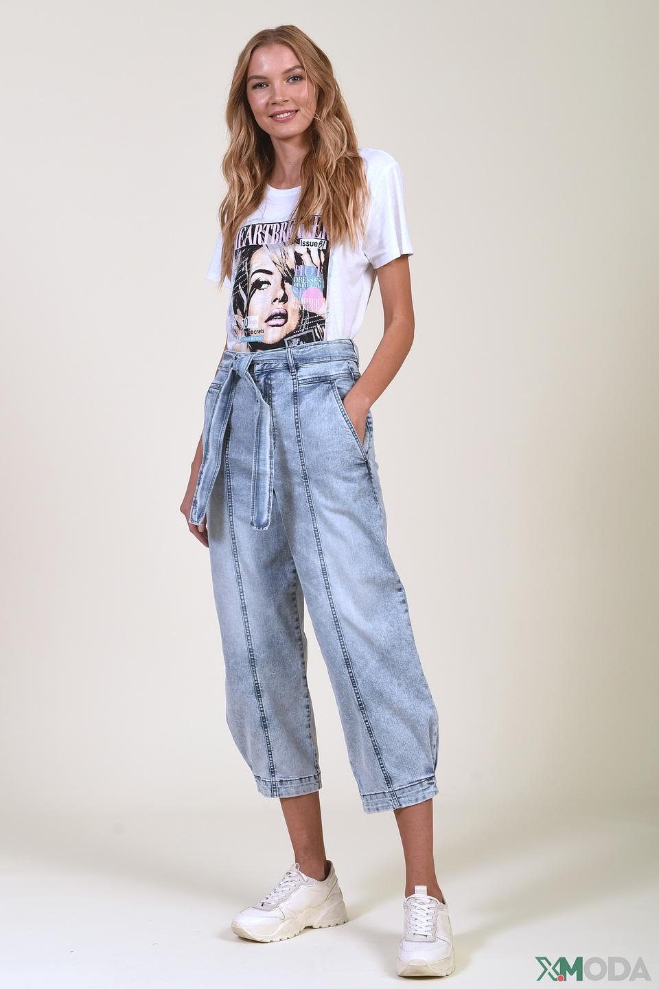 Брюки i Blues с поясом голубые