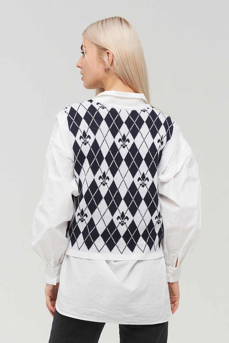 Жилет BE YOU в ромб чёрно-белый