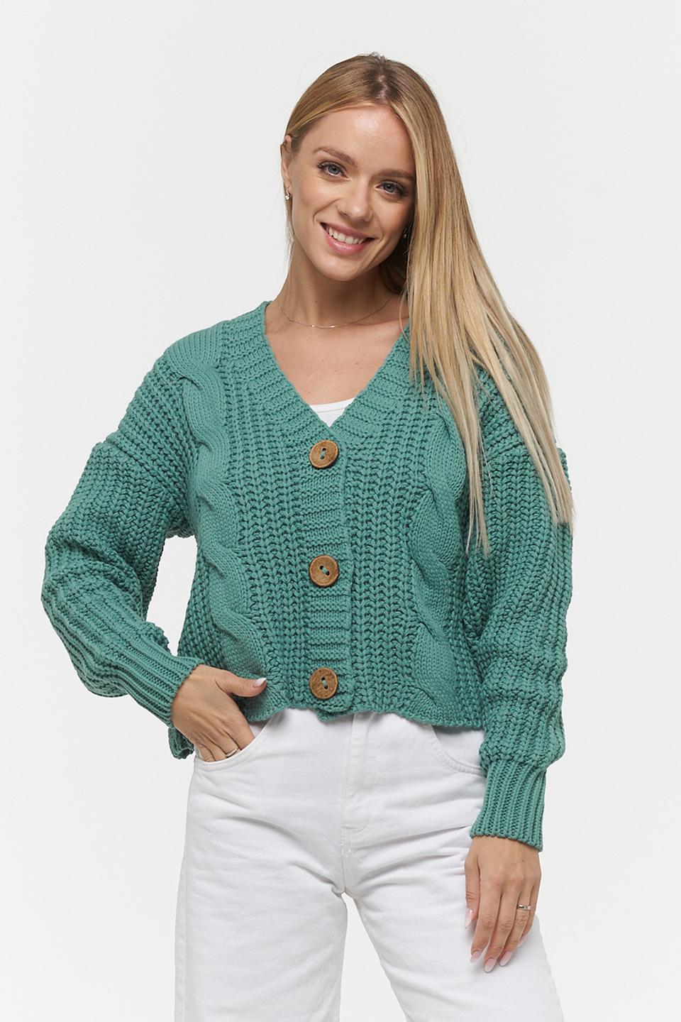 Кардиган BE YOU зелёный вязаный