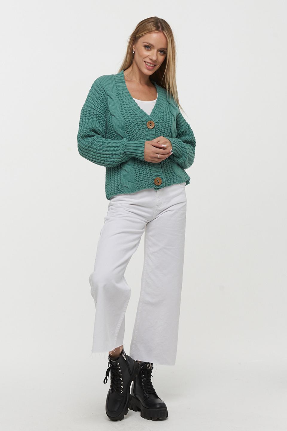 Кардиган BE YOU зелёный вязаный