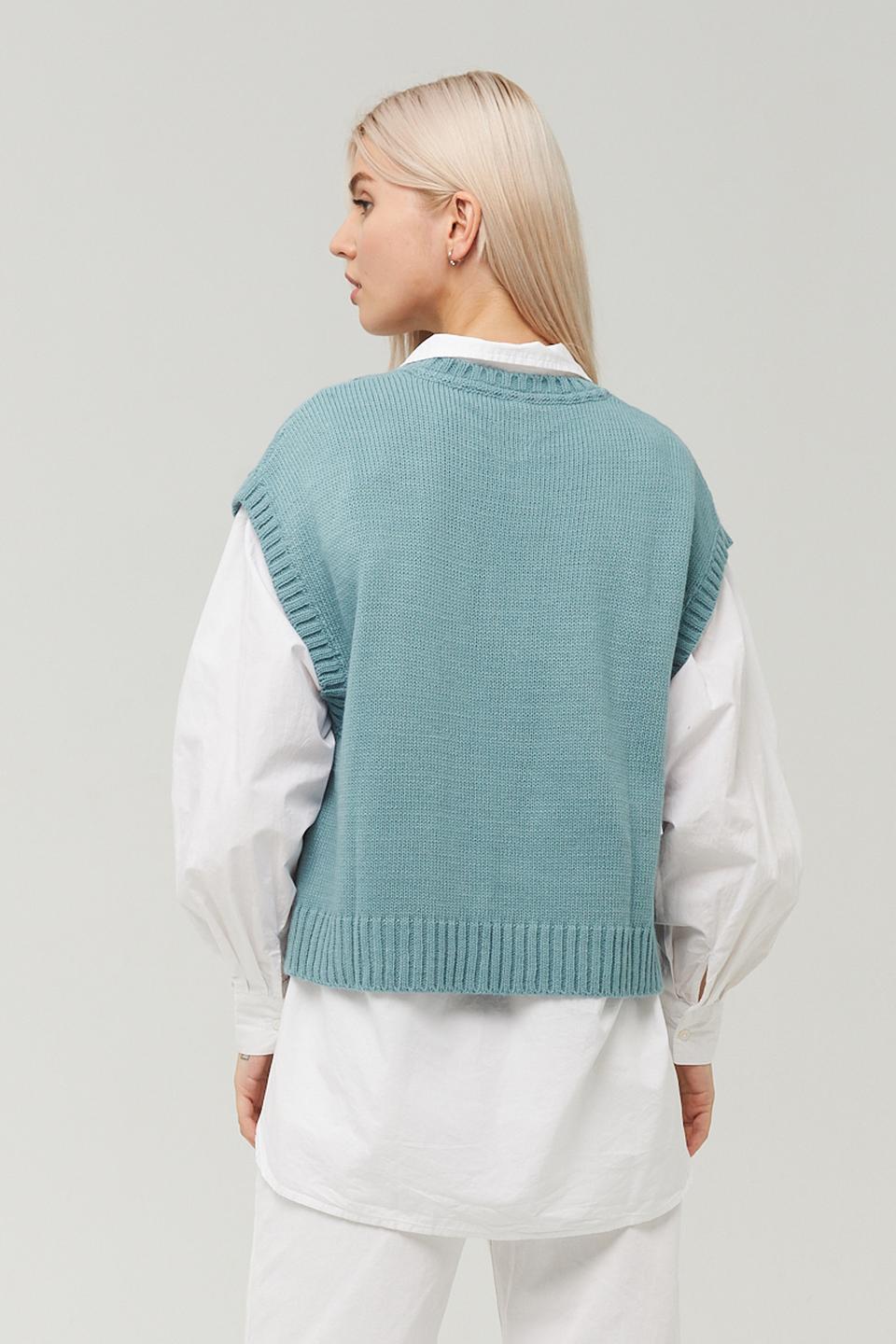 Жилет BE YOU вязаный бирюзовый