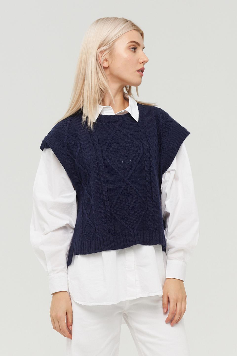 Жилет BE YOU вязаный тёмно-синий