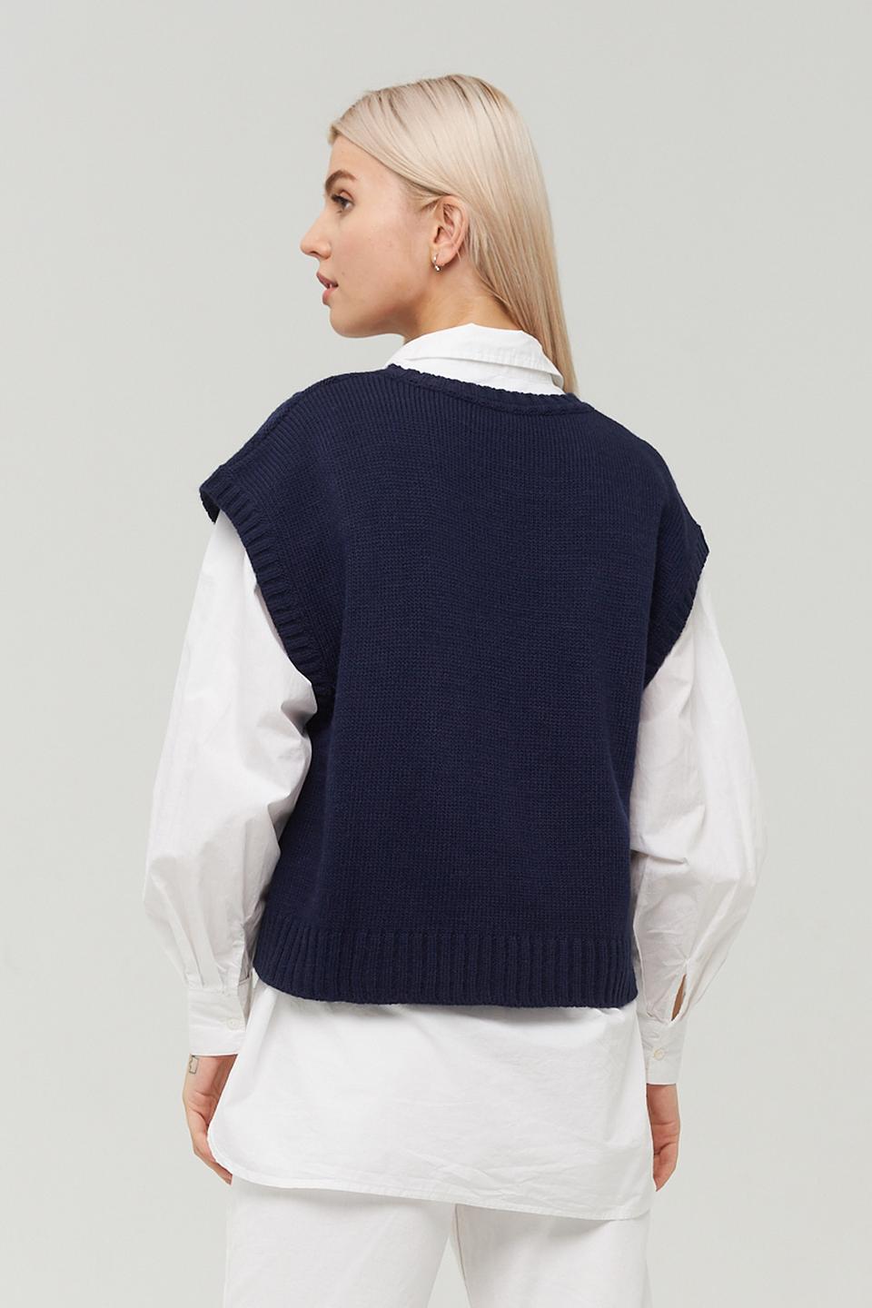 Жилет BE YOU вязаный тёмно-синий