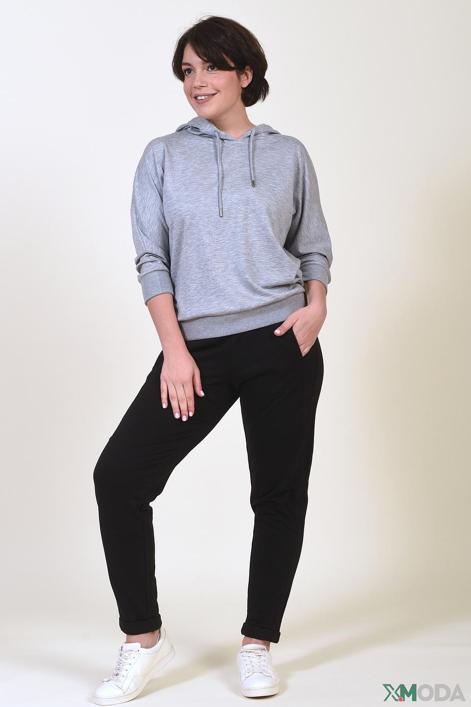 Пуловер Margittes с капюшоном серый меланж