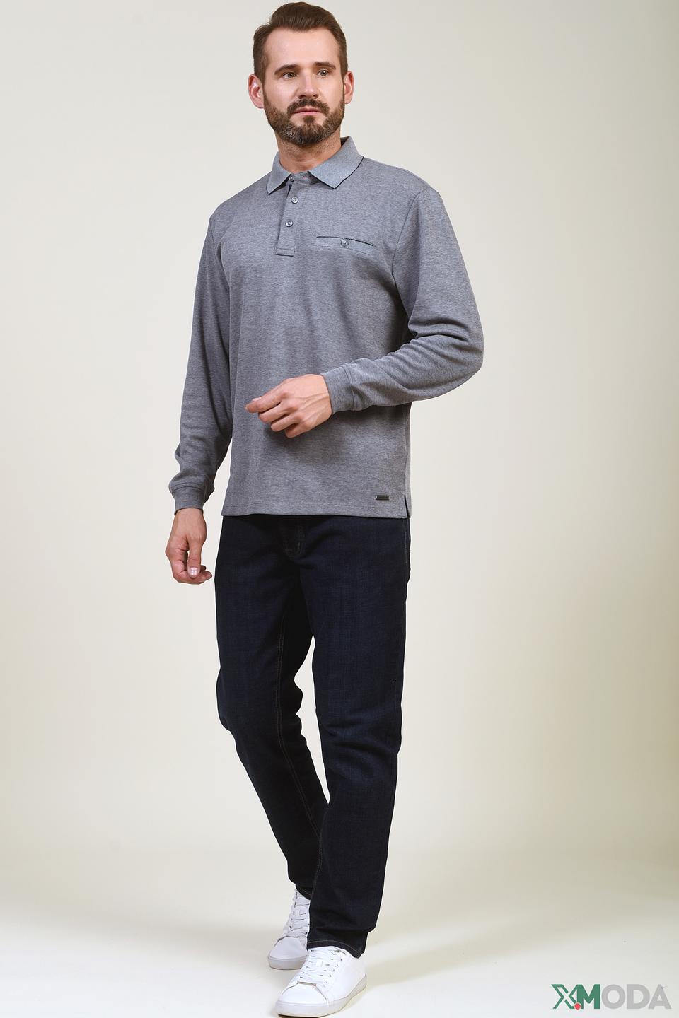 Поло Casa Moda с длинным рукавом серое