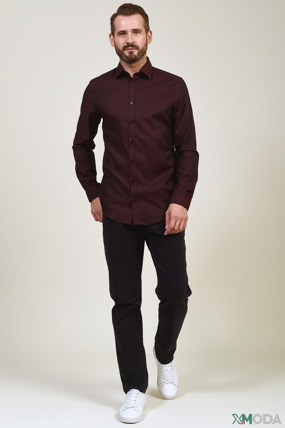 Рубашка Venti бордовая приталенная