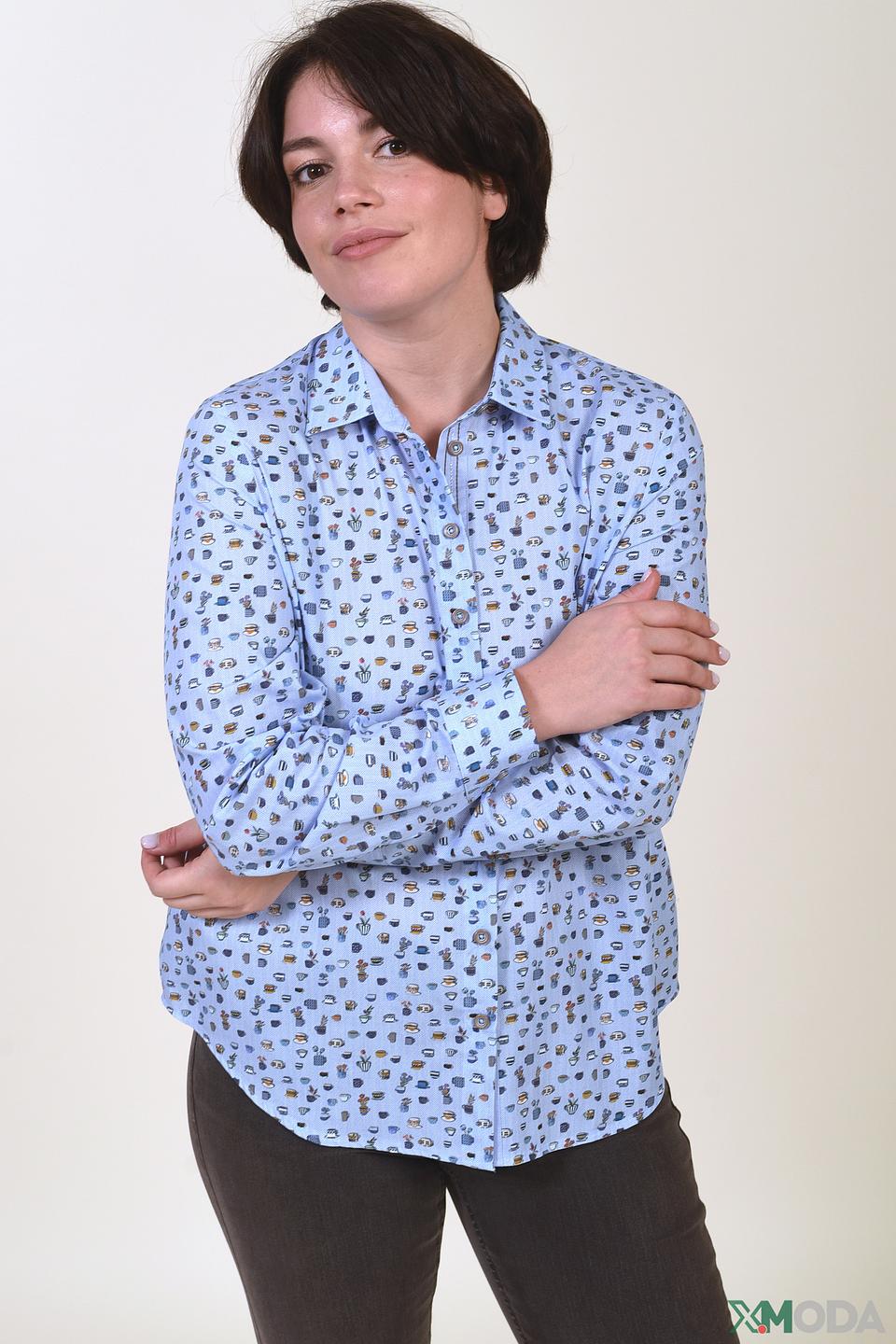 Рубашка Erfo с принтом голубой