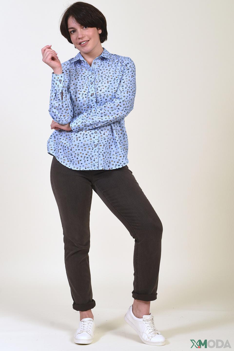 Рубашка Erfo с принтом голубой