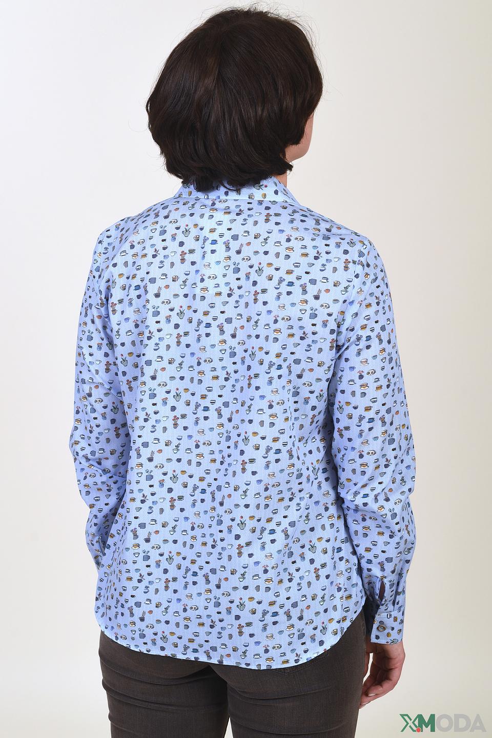 Рубашка Erfo с принтом голубой