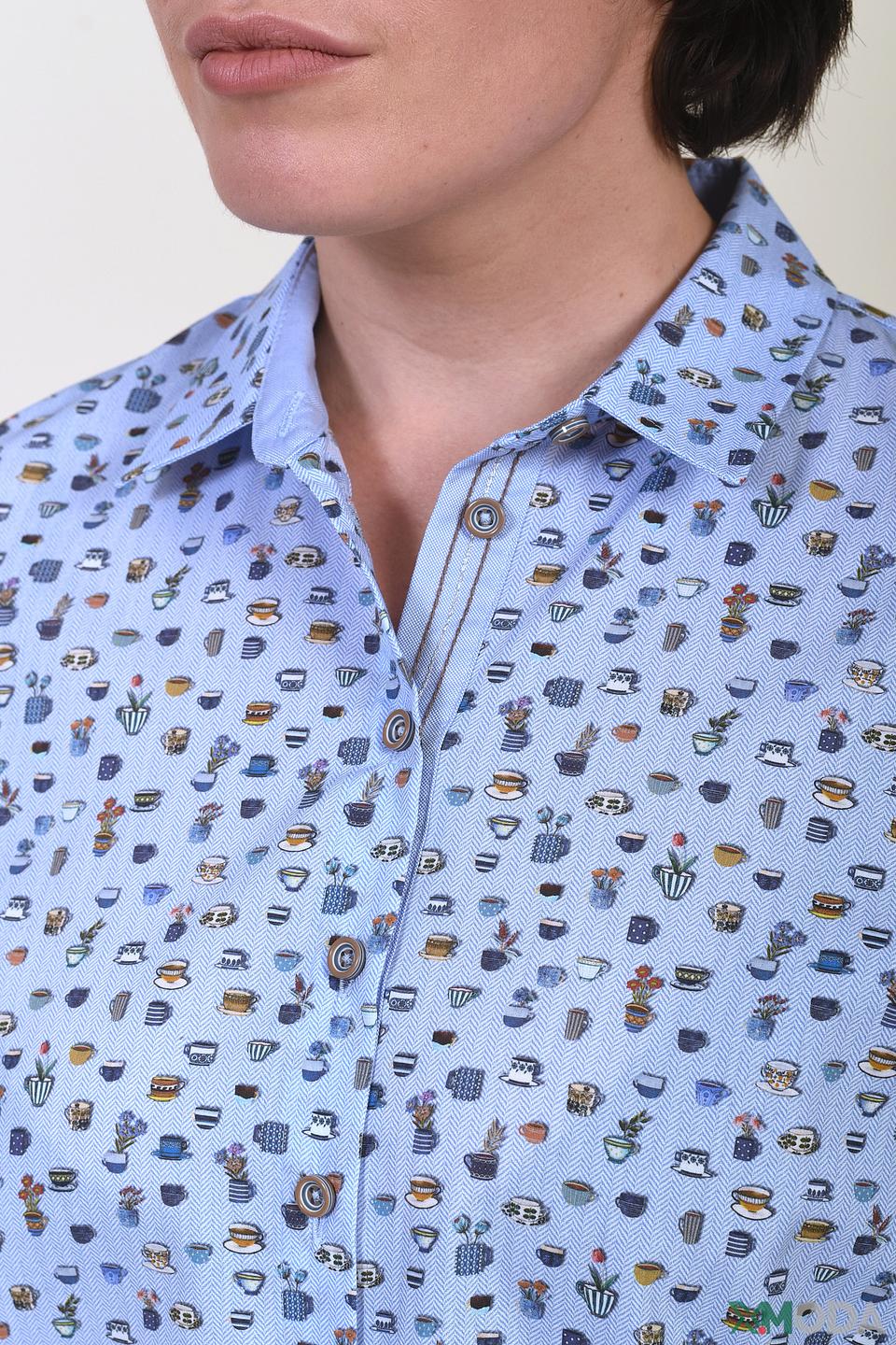 Рубашка Erfo с принтом голубой