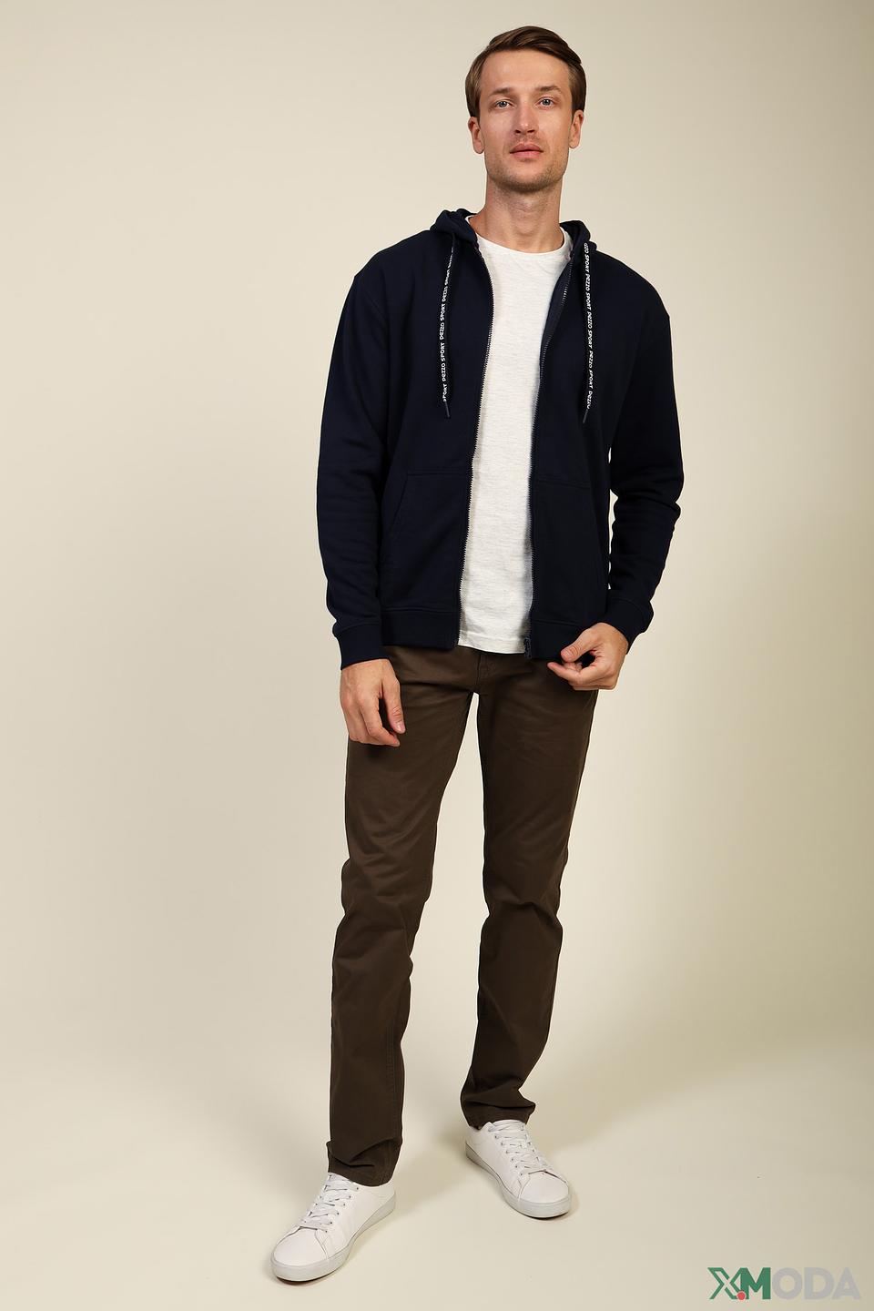 Кардиган Pezzo синий с капюшоном на молнии