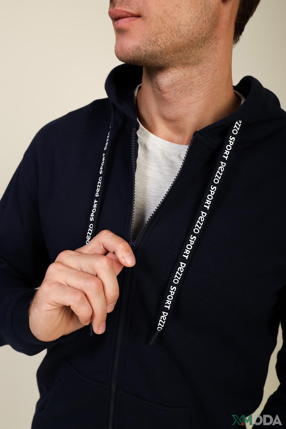 Кардиган Pezzo синий с капюшоном на молнии