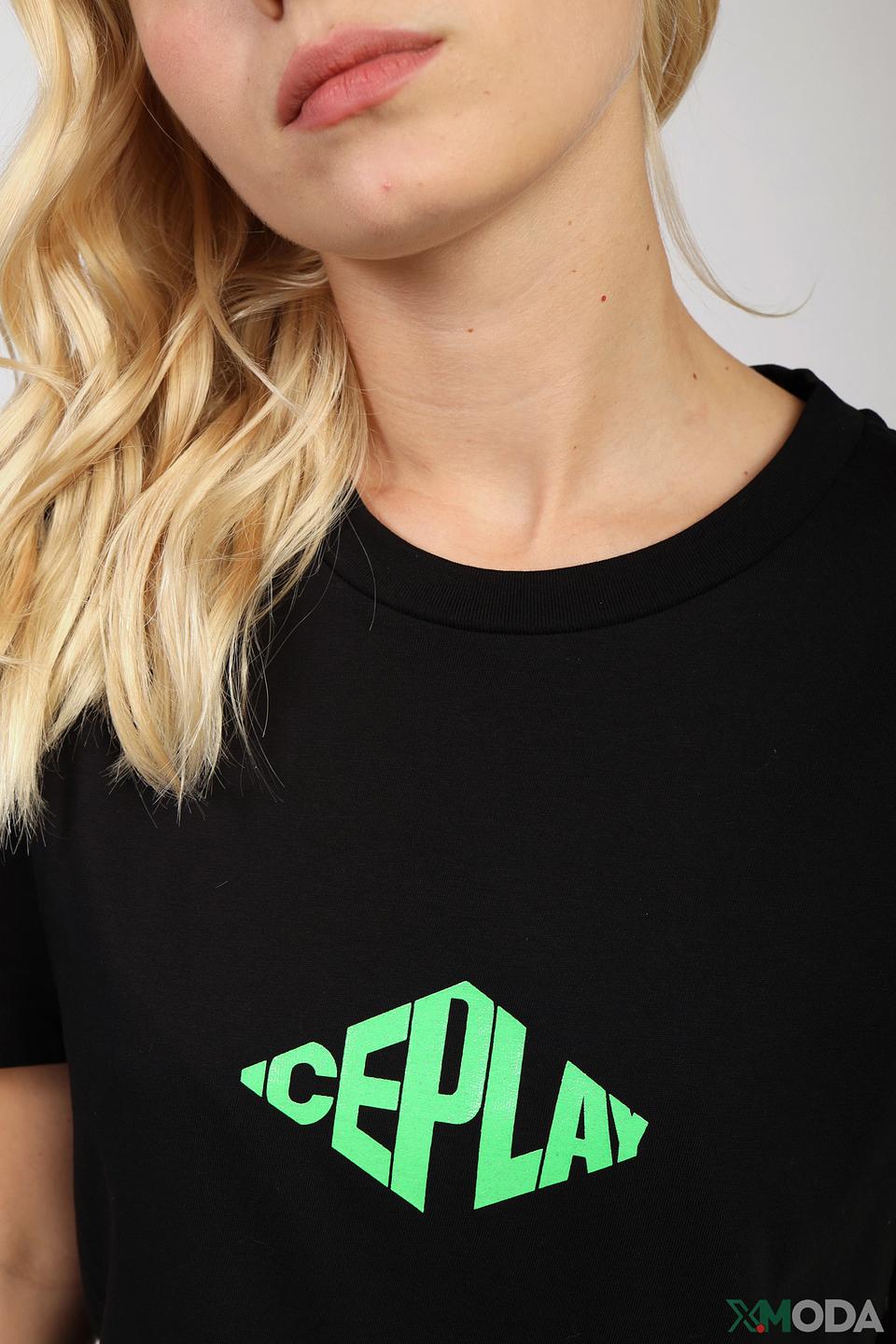 Футболка Ice Play женская чёрная с логотипом