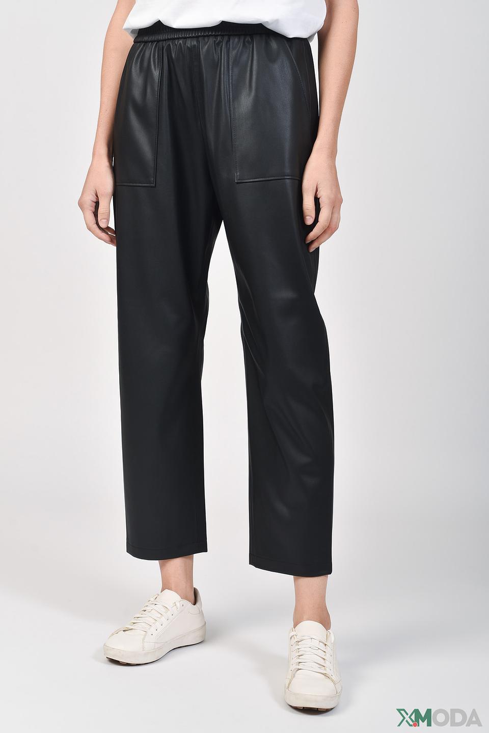 Брюки Boss Business кожаные чёрные