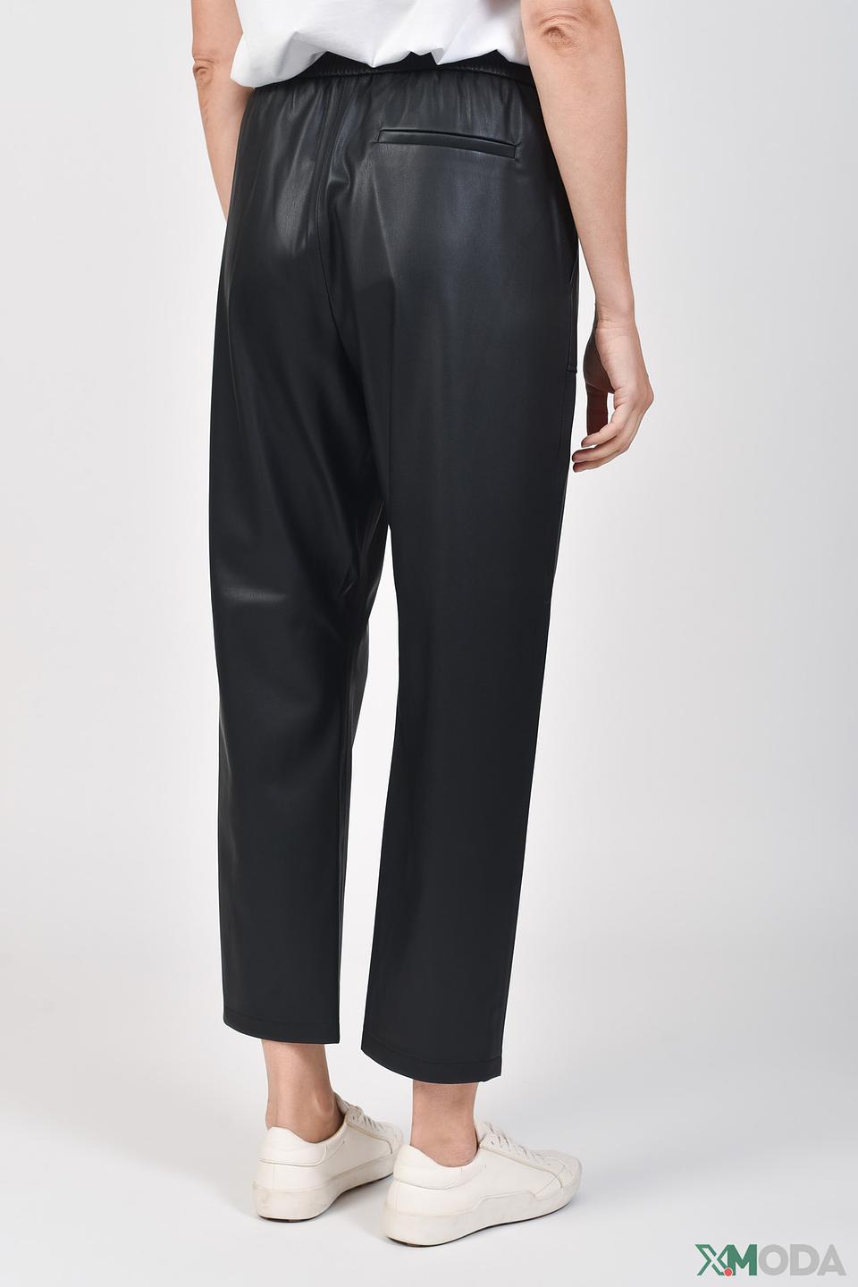 Брюки Boss Business кожаные чёрные