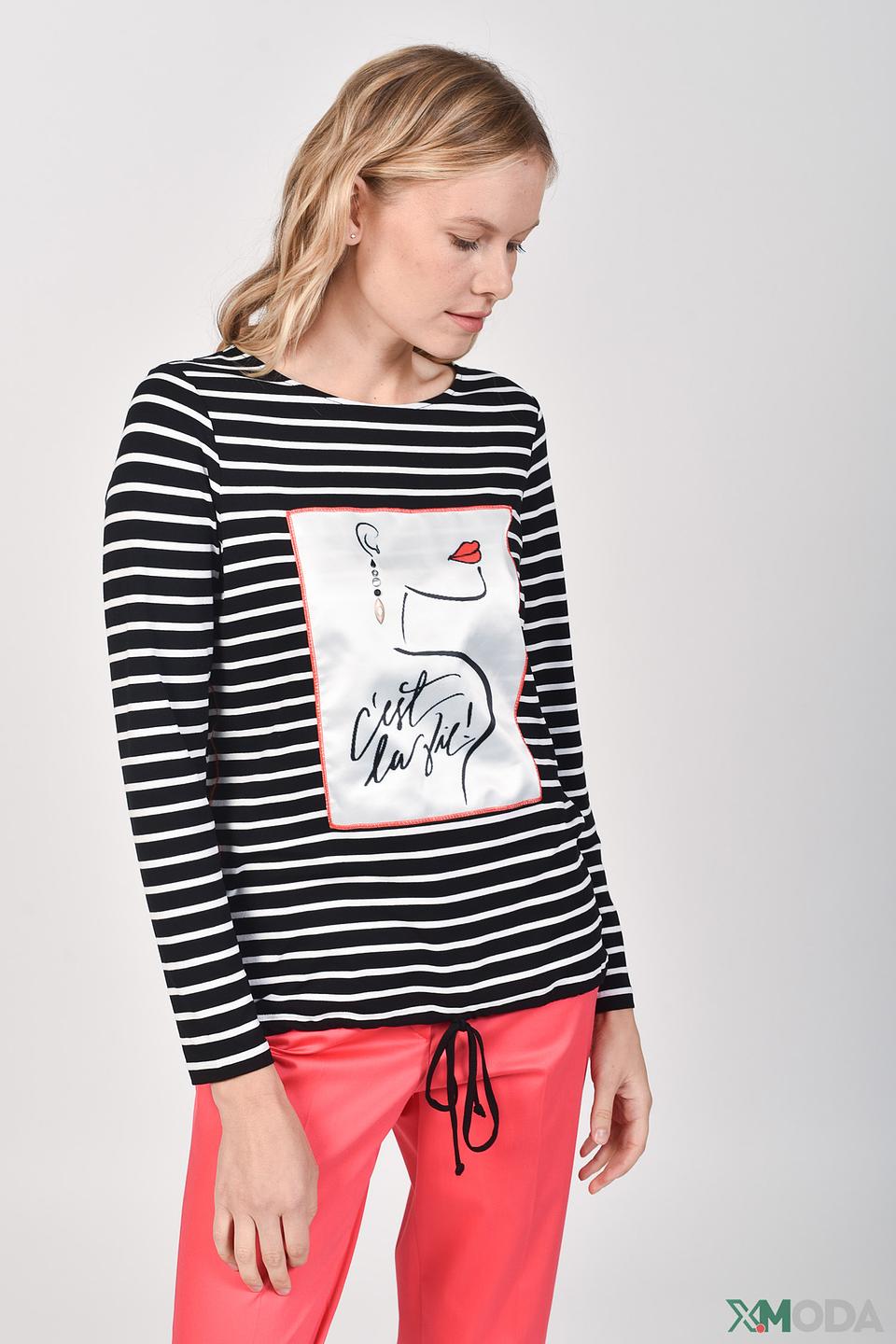 Лонгслив Bianca в полоску с принтом