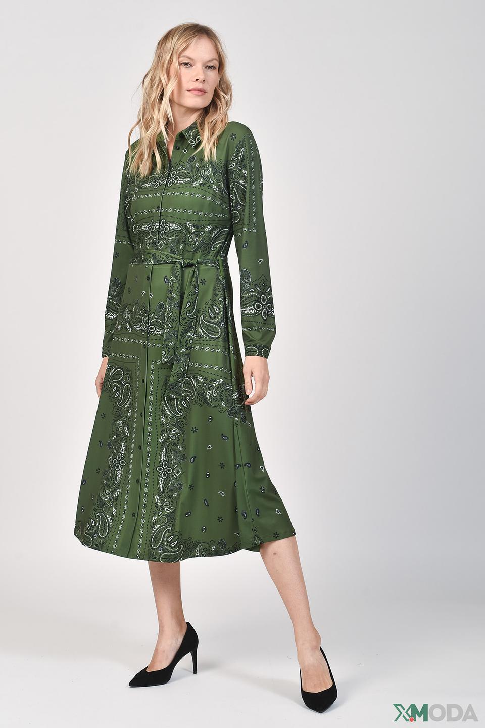Платье Oui с принтом пейсли, зелёное