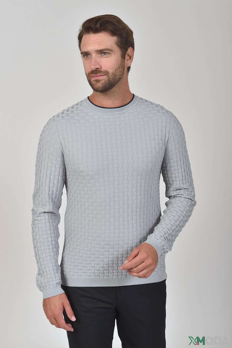 Джемпер Pezzo men серый с текстурой