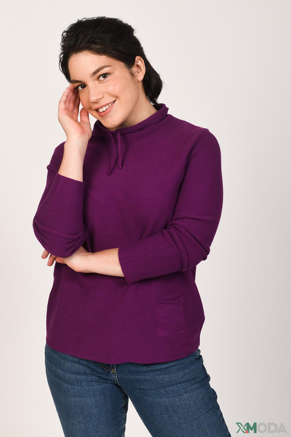 Пуловер Oui с капюшоном фиолетовый