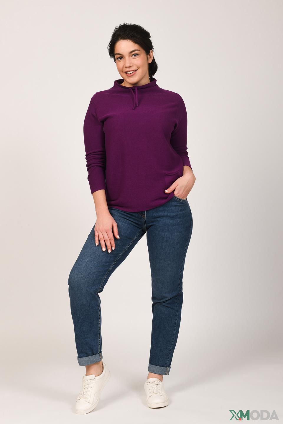 Пуловер Oui с капюшоном фиолетовый
