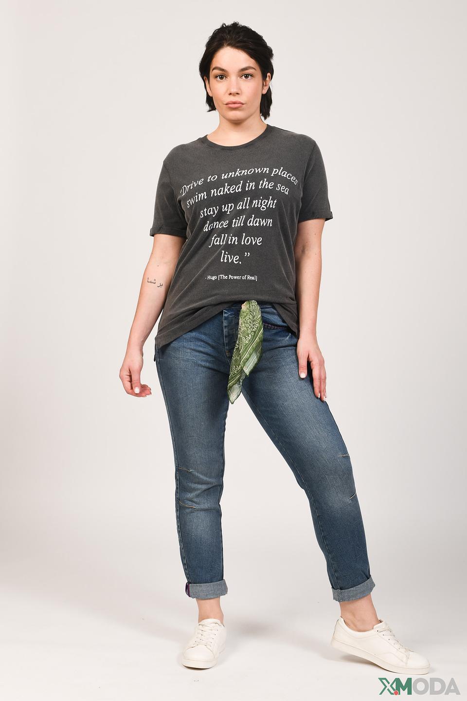 Джинсы Oui с потертостями и вышивкой