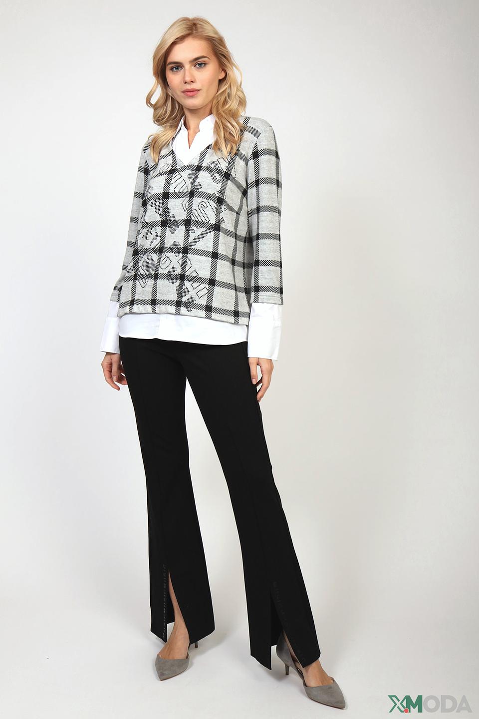 Пуловер SE Stenau в клетку серый