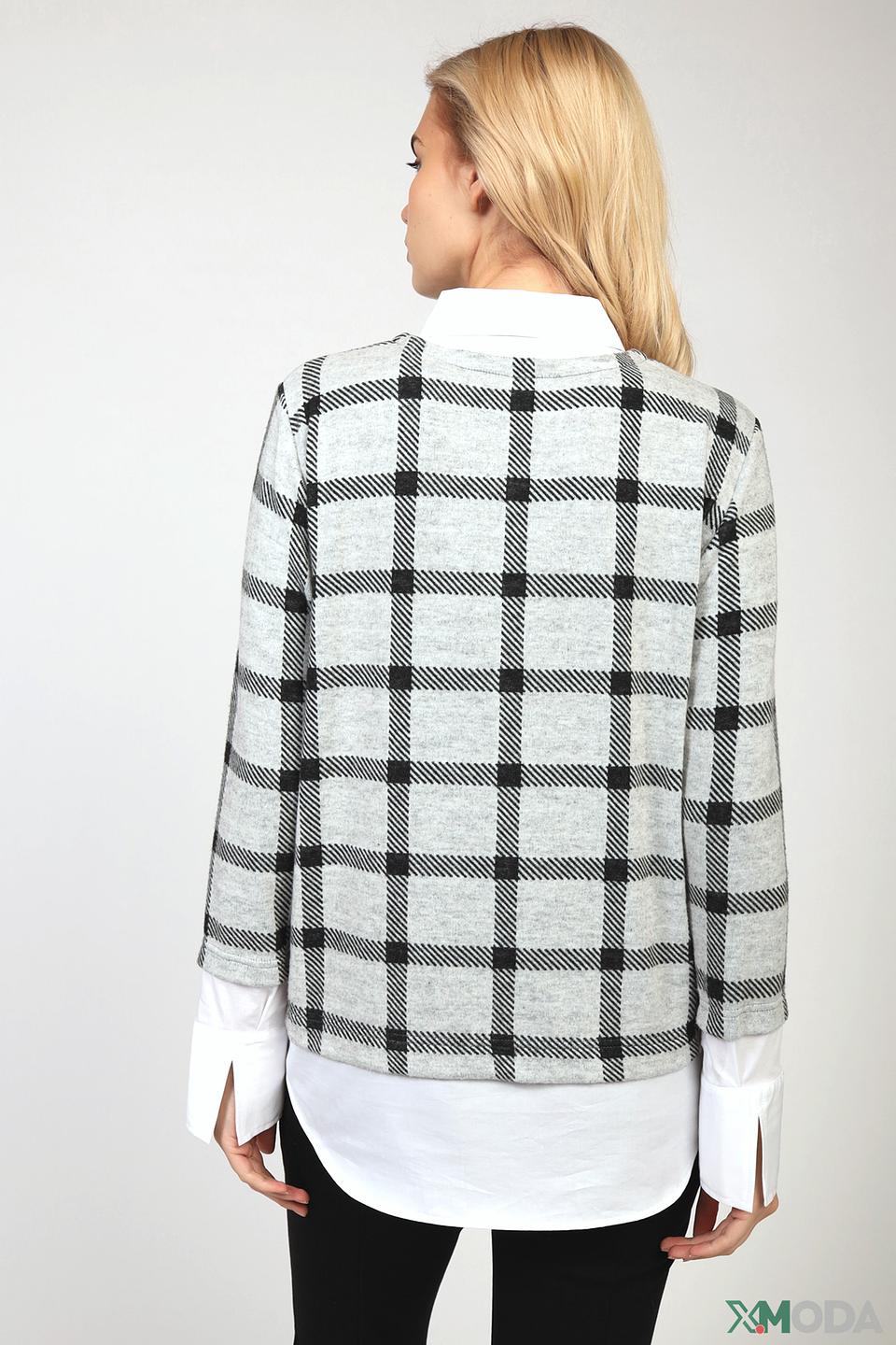 Пуловер SE Stenau в клетку серый