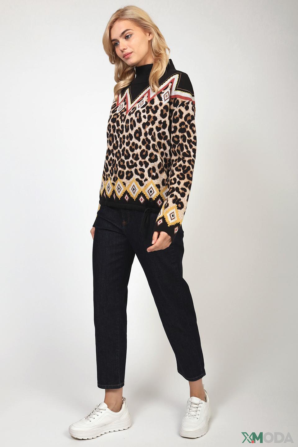 Пуловер Oui с леопардовым узором