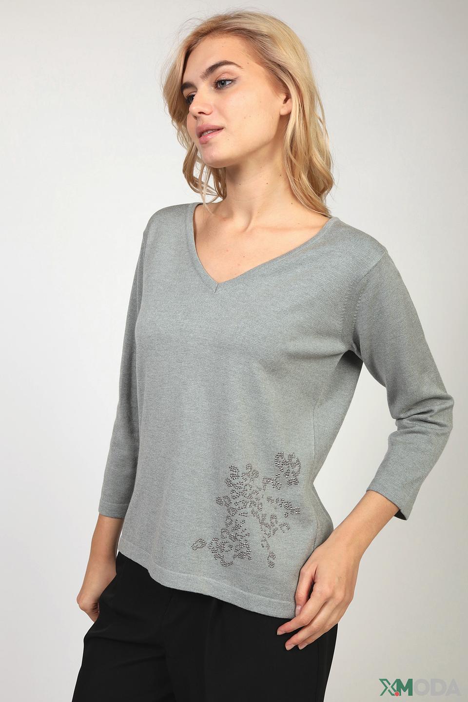 Пуловер Eugen Klein с вышивкой серый