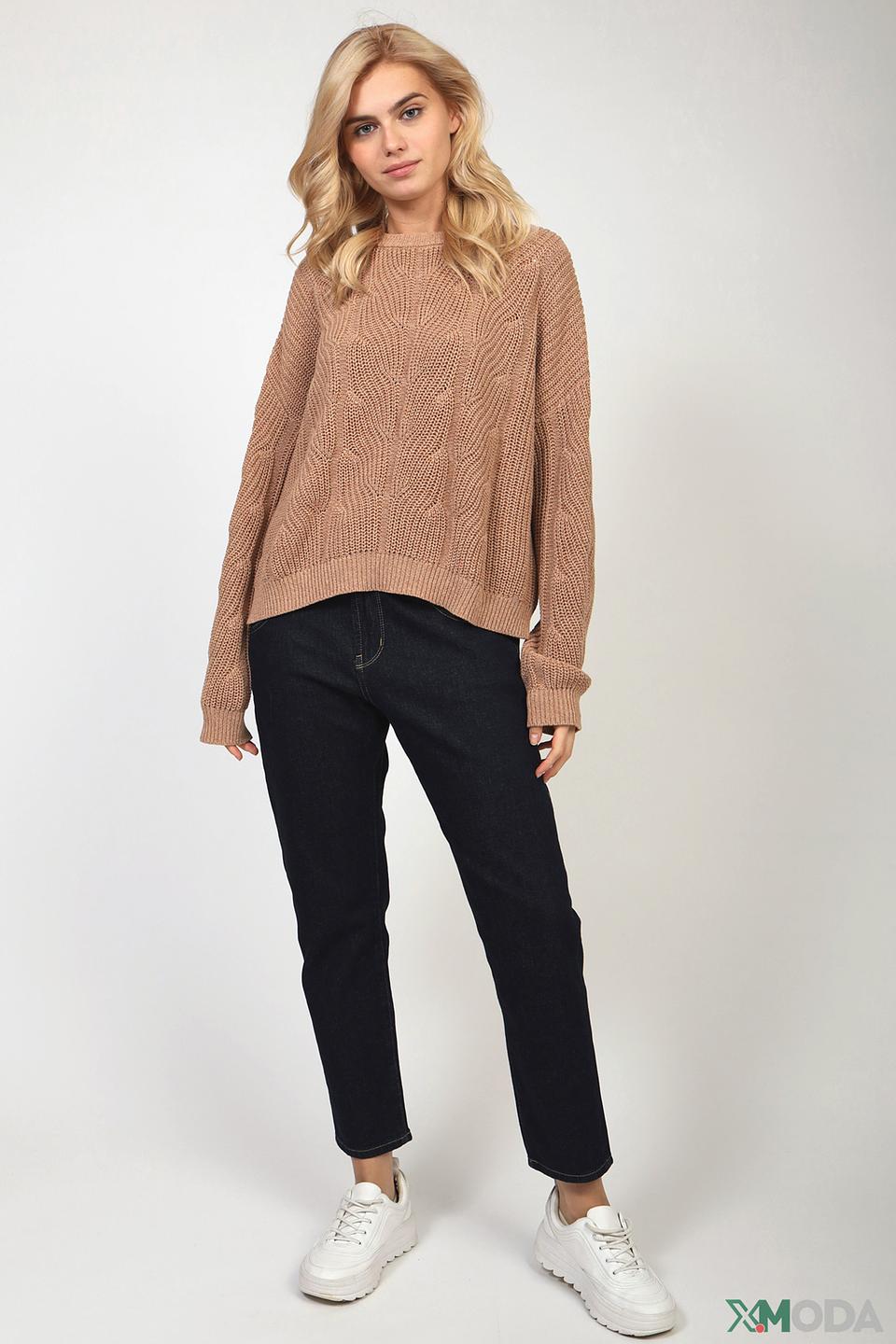 Пуловер Comma с косами бежевый