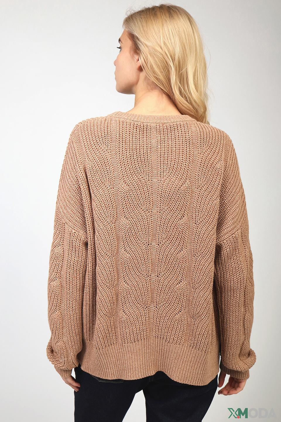 Пуловер Comma с косами бежевый