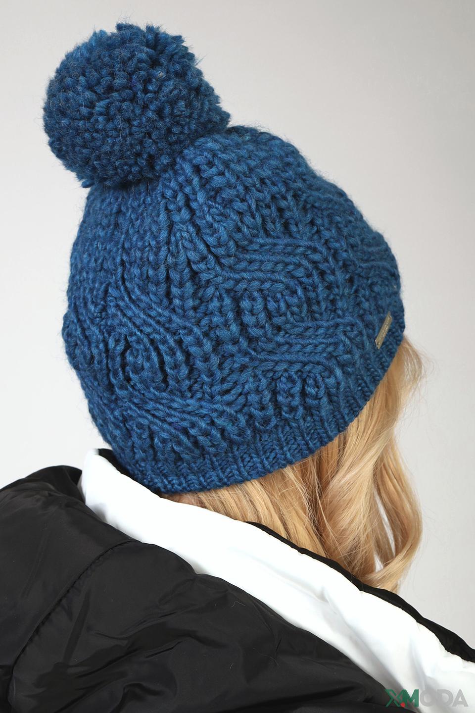 Шапка Seeberger вязаная с помпоном синяя