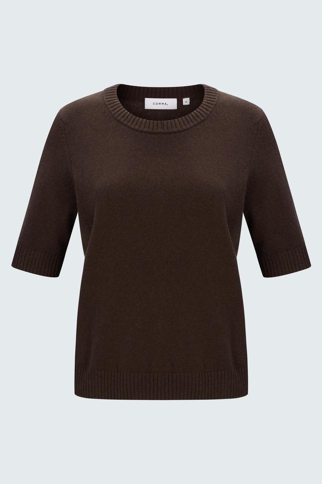 Коричневый пуловер Comma с коротким рукавом