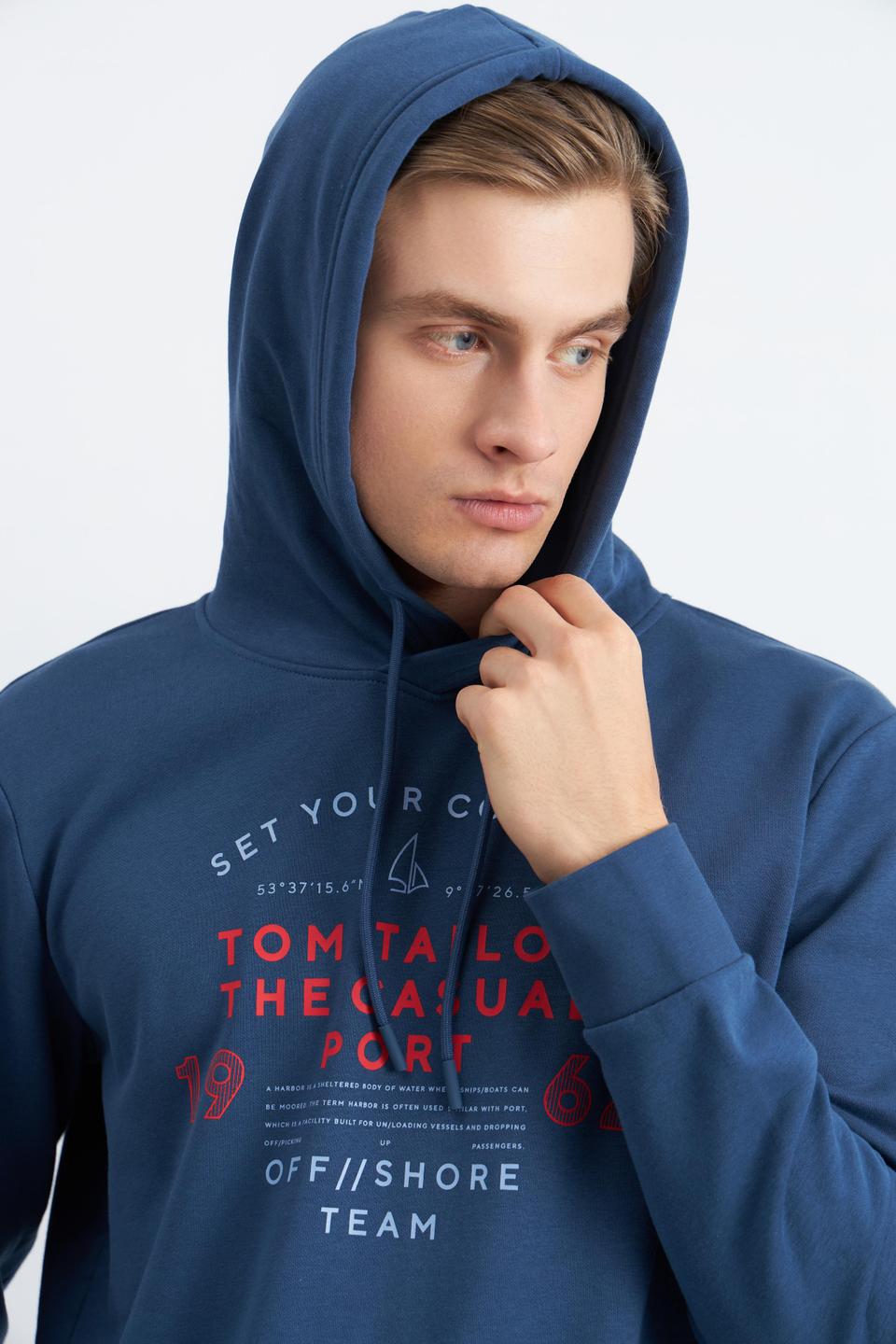 Синее худи с принтом Tom Tailor