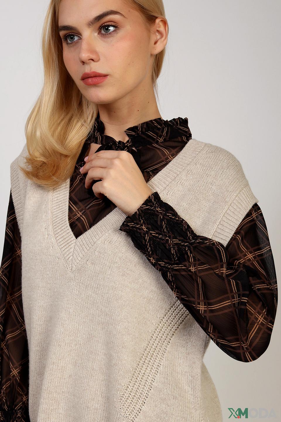 Жилет Oui бежевый вязаный