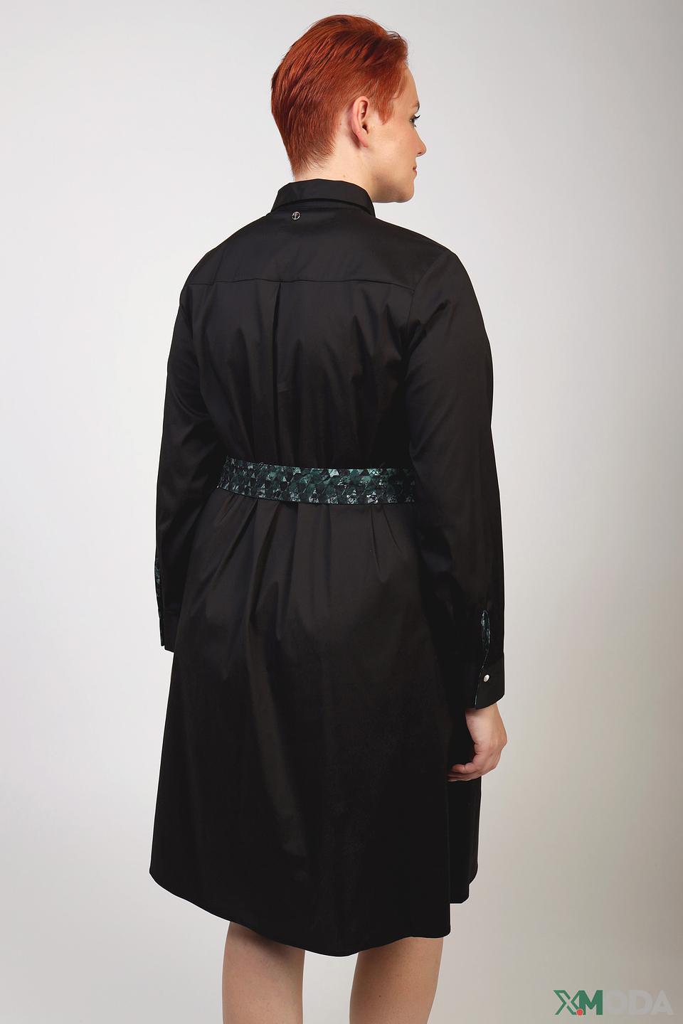 Платье рубашка Frapp чёрное с зелёным