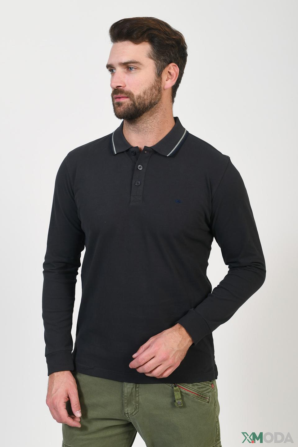 Поло Granchio чёрный с длинным рукавом