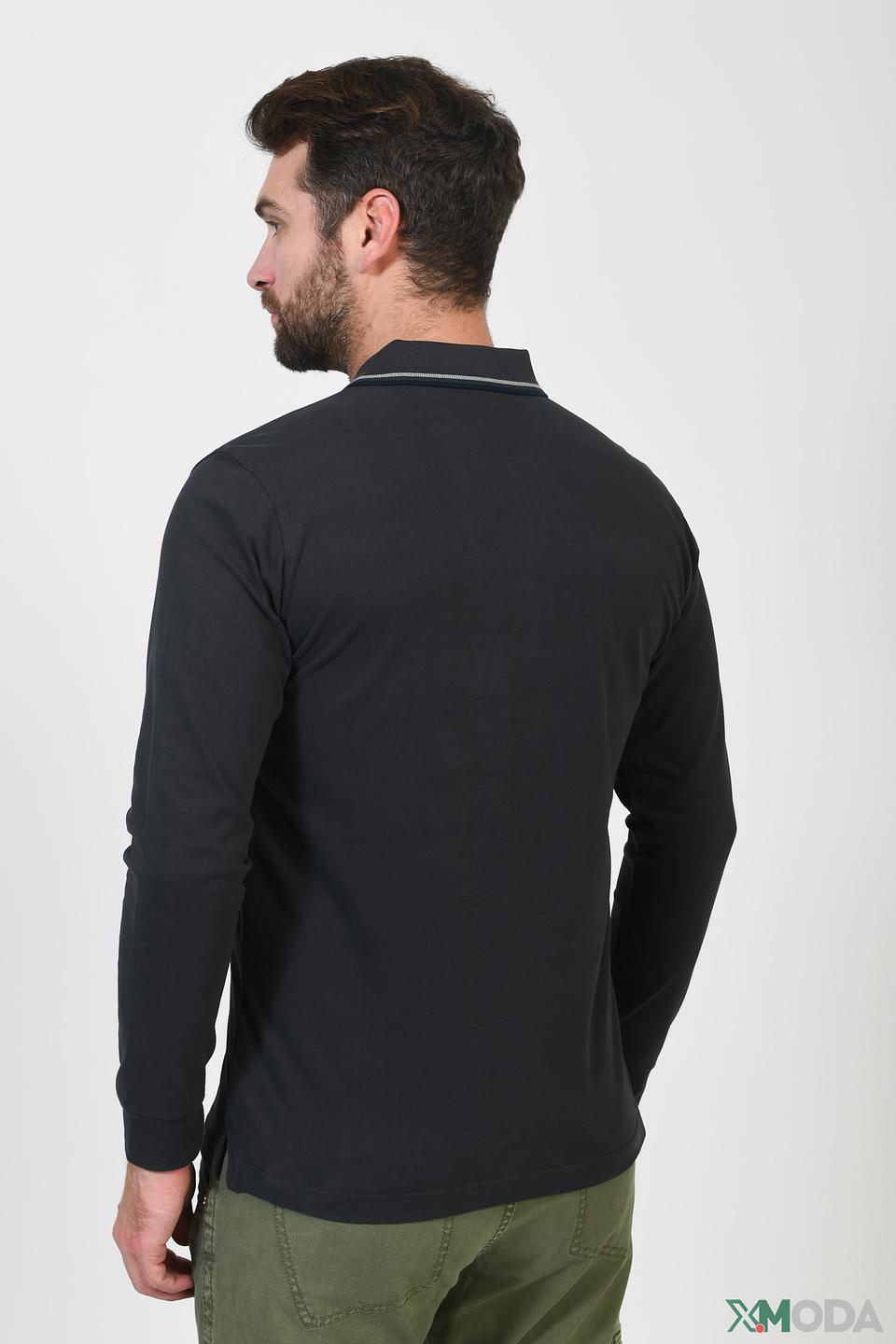 Поло Granchio чёрный с длинным рукавом