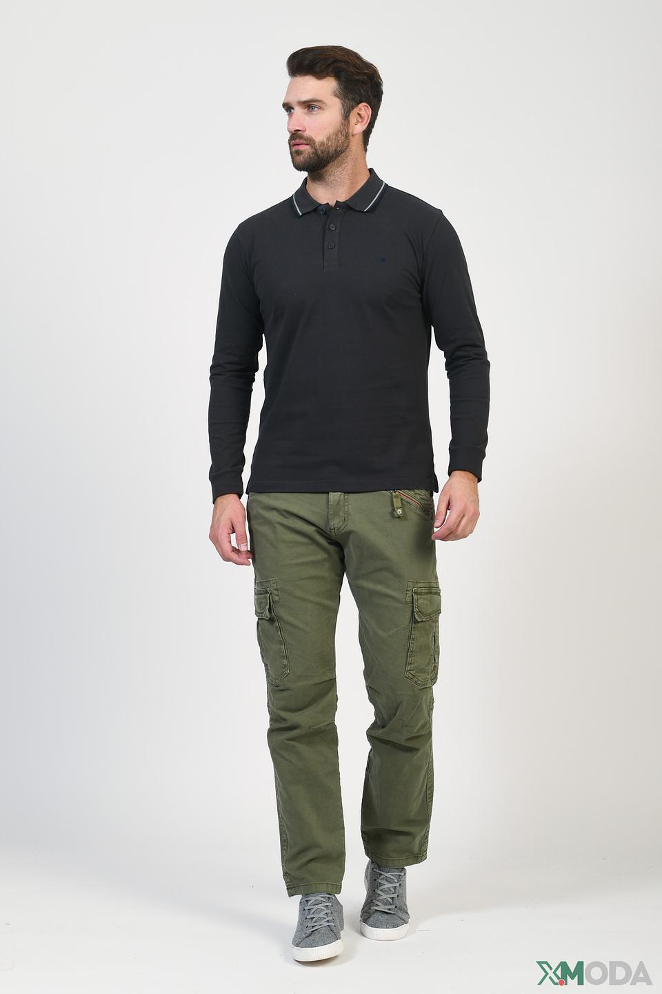 Поло Granchio чёрный с длинным рукавом