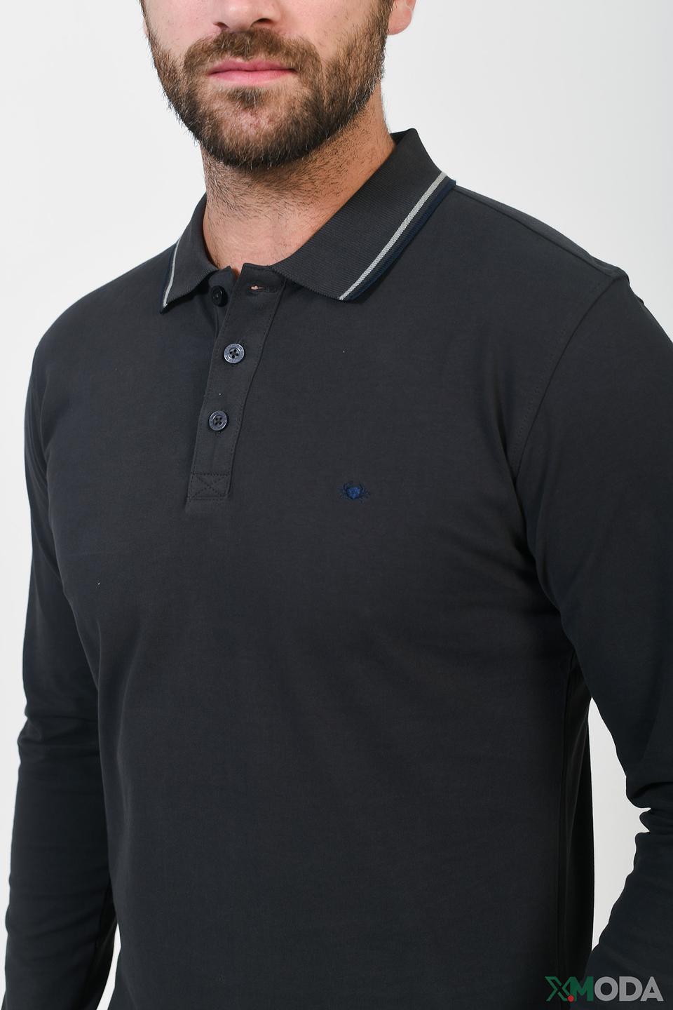 Поло Granchio чёрный с длинным рукавом