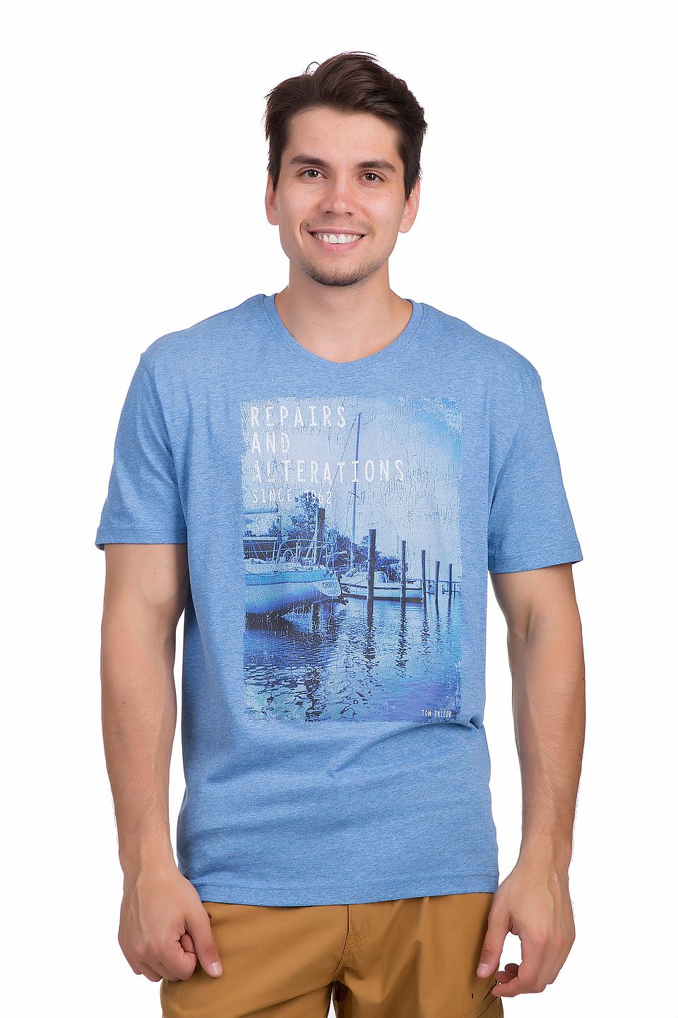 Футболка Tom Tailor с принтом голубая