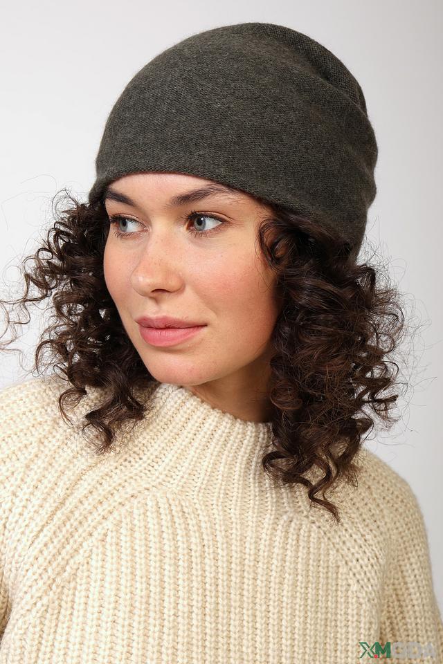 Шапка Seeberger кашемир оливковый